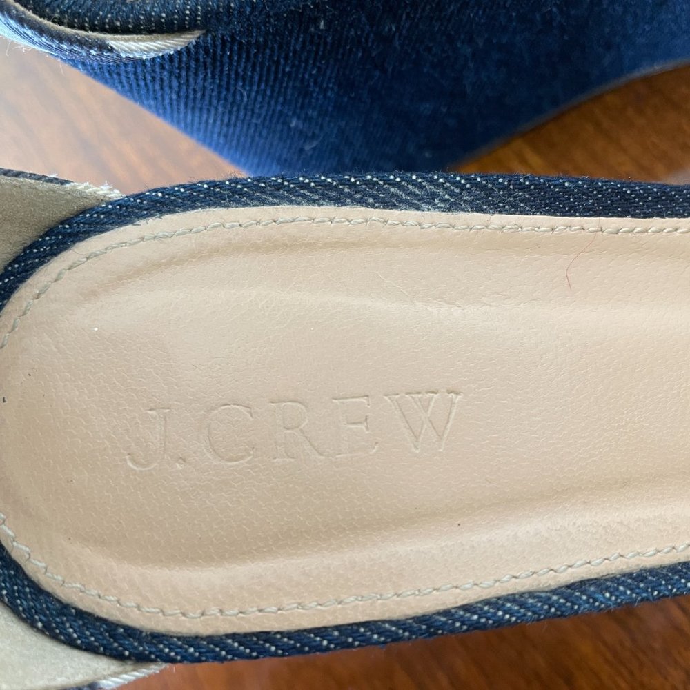 J CREW STRIPED DENIM WEDGES NAVY IVORY E7656 SZ 7 - Picture 5 of 12